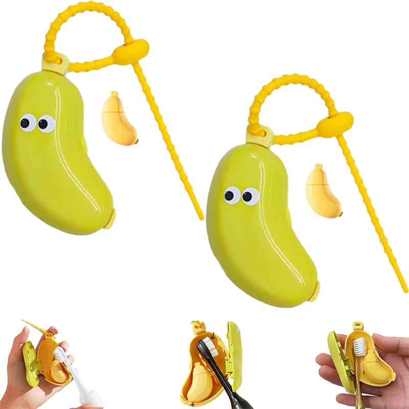 🍌Prenosné puzdro na zubnú pastu v tvare banánu – prachotesné, priedušné a kompaktné pre deti a na cesty