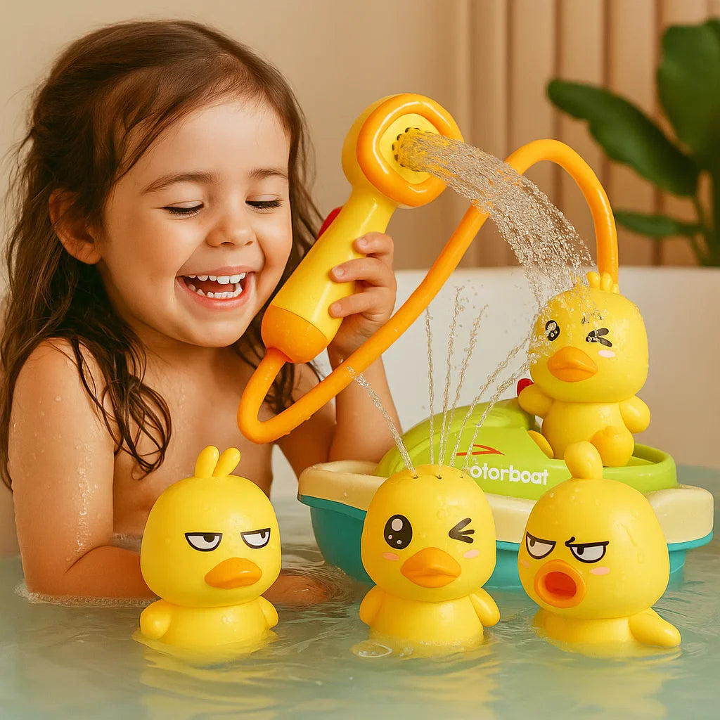 🦆 Elektrická vodná hračka s kačacím člnom – Striekanie vody + Interaktívna zábava! 💦