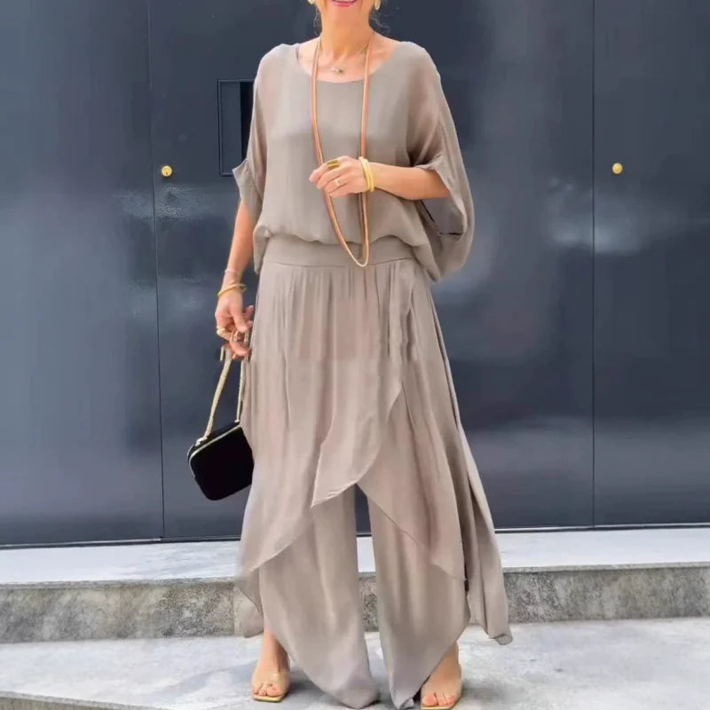 😍 Letná hit: Ľahká šifónová súprava top + široké nohavice! 👗