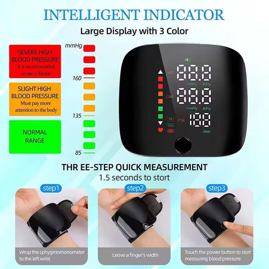 🩺Elektronický Tlakomer na Zápästie – Presný, Nabíjateľný + Hlasový! 🌟