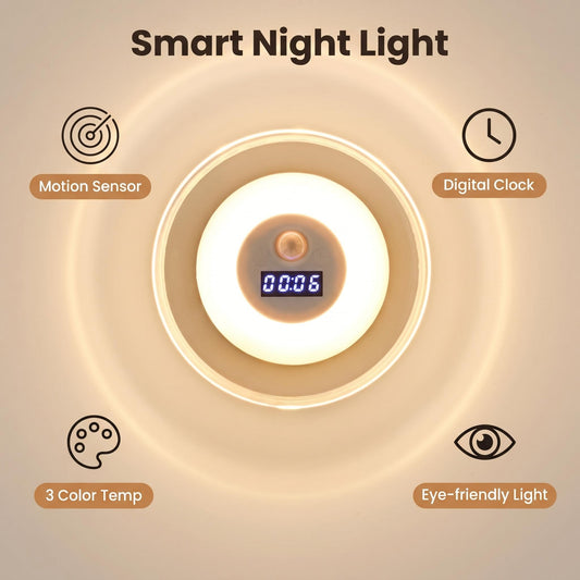 🌟 Inteligentné LED nočné svetlo s hodinami – pohodlie v tme! ⏰