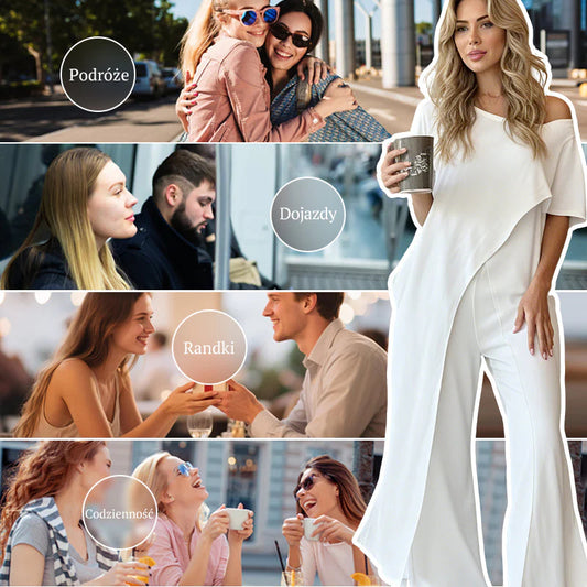 👗 Dámsky dvojdielny set top s odhalenými ramenami + voľné nohavice