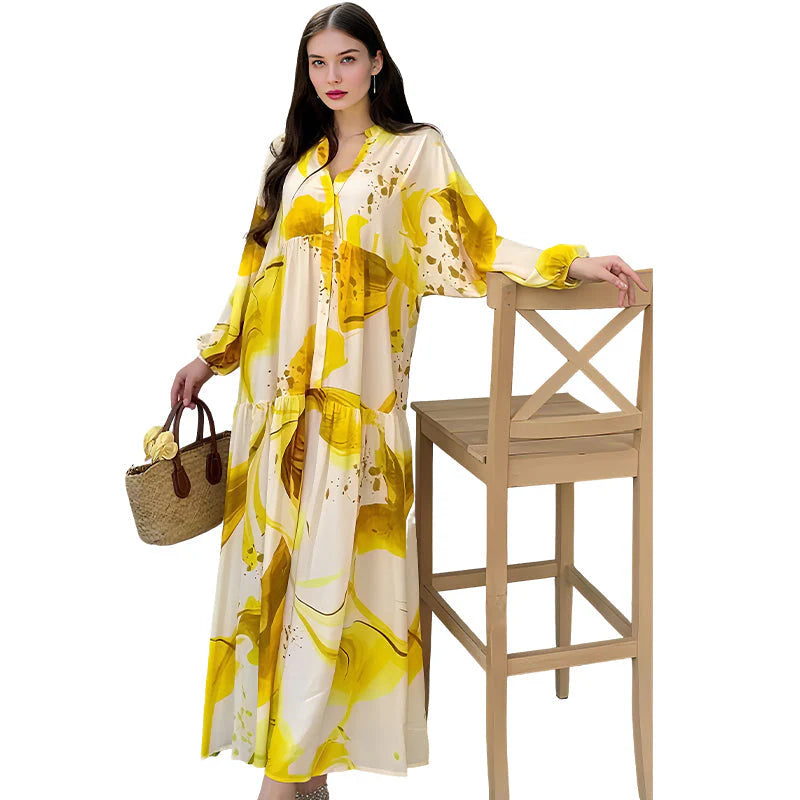 👗 Dámske ľahké maxi šaty s kvetinovým vzorom a V-výstrihom – pohodlie a elegancia na celé leto!