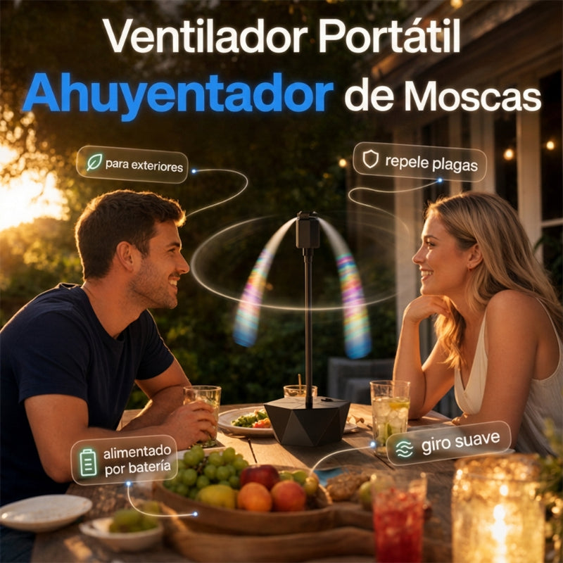 🦋 Prenosný odpudzovač múch s ventilátorom – čistý stôl bez hmyzu! ✨