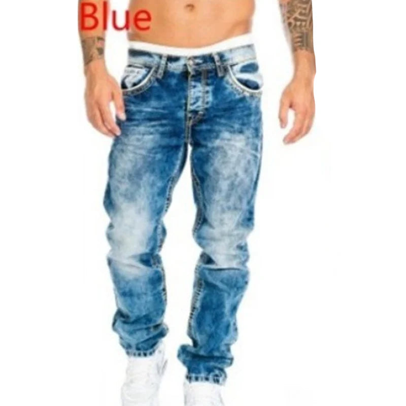 👖 Pánske kreatívne pružné džínsy rovný strih – odolný denim a streetwear vzhľad