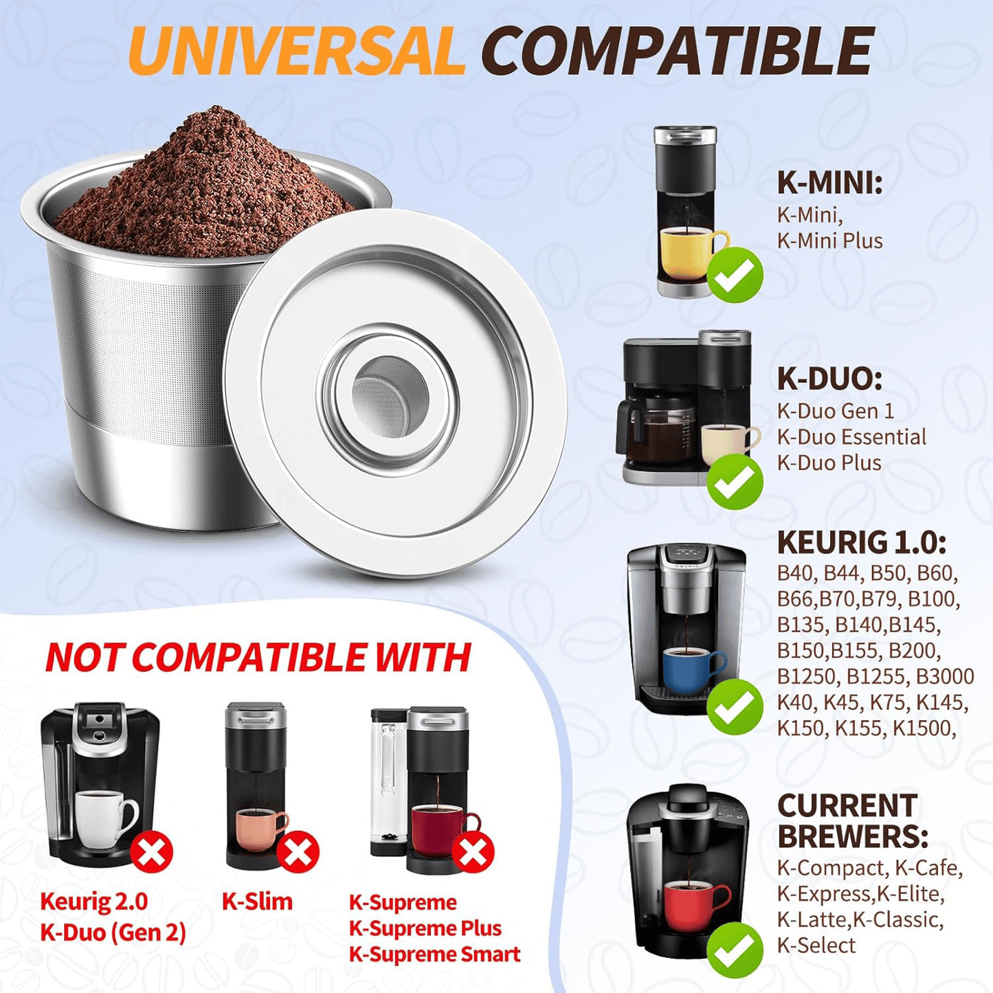 Opakovane použiteľný K-Cup pre Keurig 1.0 z nehrdzavejúcej ocele, doplniteľný K-Cup --⏱️Posledná akcia so Druhý kus len za 10 €