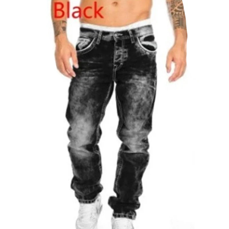 👖 Pánske kreatívne pružné džínsy rovný strih – odolný denim a streetwear vzhľad