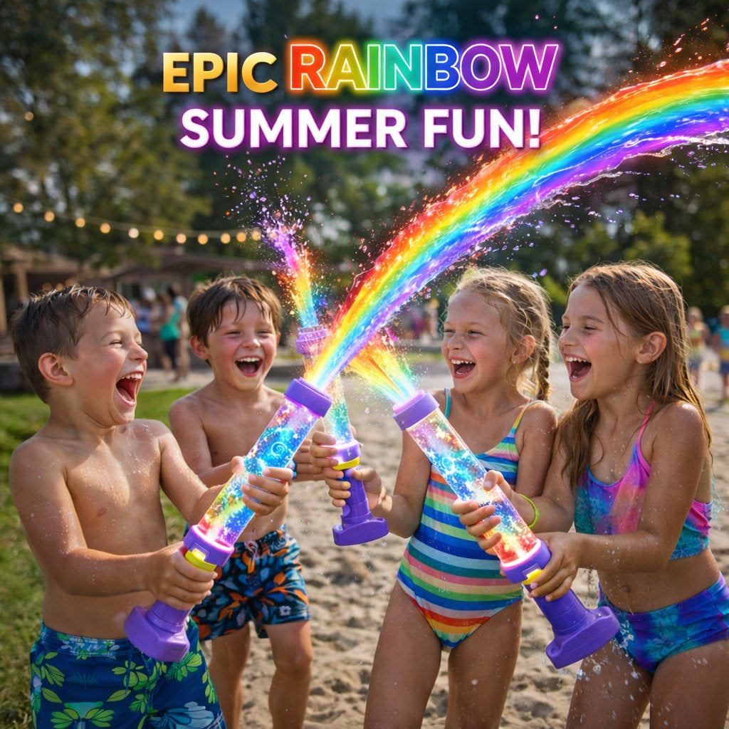 🌈🕹️ Svetelná dúhová LED vodná pištoľ – LED efekty + silný prúd pre bazén a záhradu! ✨