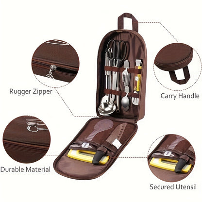 🍖Outdoor Kitchen Utensil Organizer Bag – Oxford Fabric, Large Capacity, Durable & Portable (Perfect for Camping & BBQs)✨