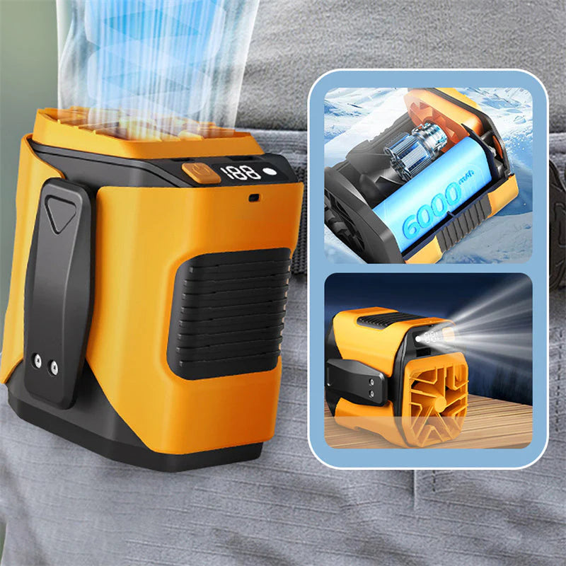 🌀 Stojanový ventilátor 6000 mAh – multifunkčný, s nastaviteľným uhlom 🌬️⚡🏖️
