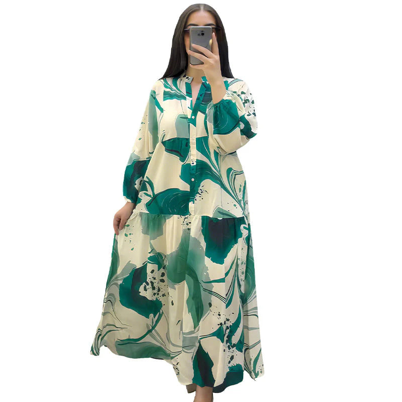 👗 Dámske ľahké maxi šaty s kvetinovým vzorom a V-výstrihom – pohodlie a elegancia na celé leto!