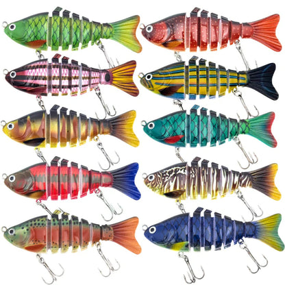🔥🎣 Profesionálna, segmentovaná plávajúca nástraha – Ručne vyladený pohyb, 3x silnejšie háčiky, testované na ostriežoch na jazere Lake Fork 🐟
