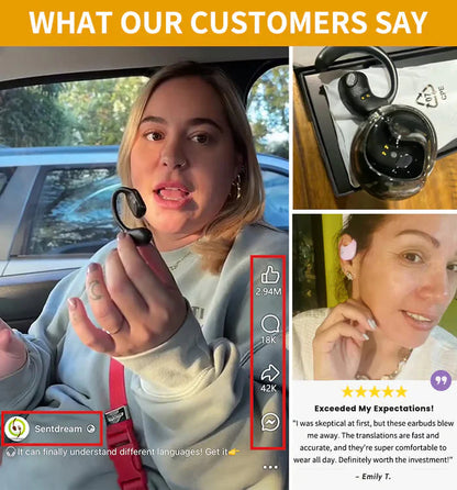 【🔋 Malý a prenosný, rýchly a presný preklad 75 jazykov v reálnom čase】Bezdrôtové slúchadlá OWS Bluetooth 5.4 s AI prekladom (vhodné pre iOS a Android)