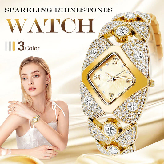【⌚ Zmes retro elegancie a modernej módy】Dámske retro quartzové hodinky s trblietavými kamienkami⌚