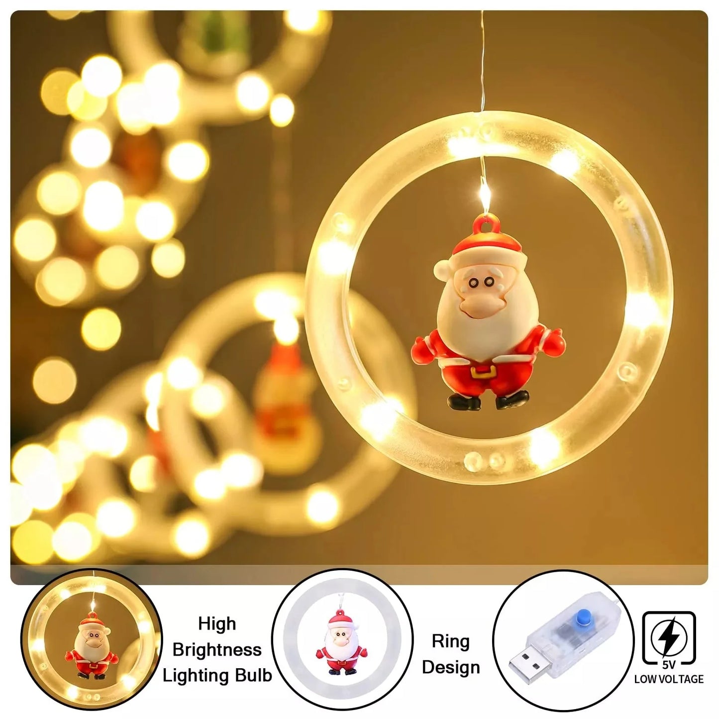 【🎅🏻🎅🏻Krásne vianočné ozdoby】3D vianočná girlanda so svetelnými reťazcami