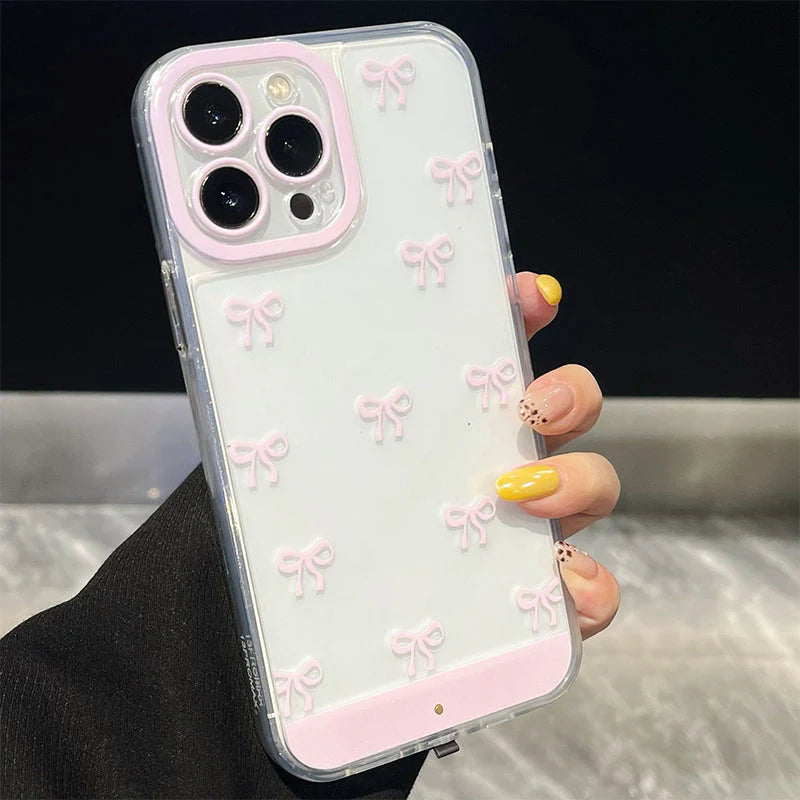 💫🎀Roztomilý LED kryt na telefón s mašľou - elegantná ochrana s trblietkami ✨