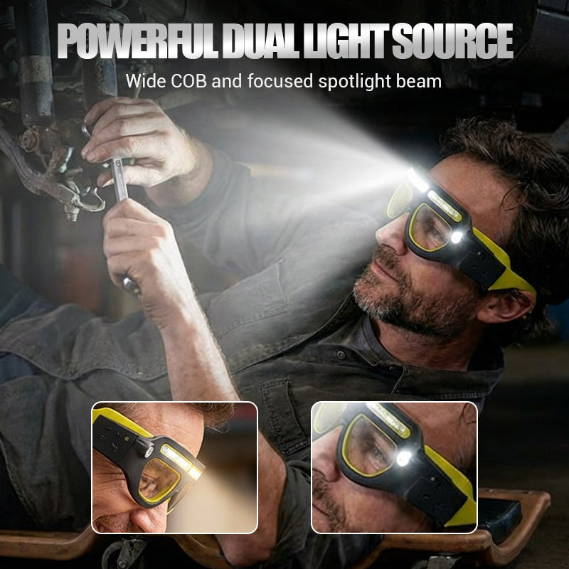✨Nabíjateľná LED čelovka na okuliare