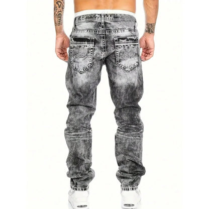 👖 Pánske kreatívne pružné džínsy rovný strih – odolný denim a streetwear vzhľad