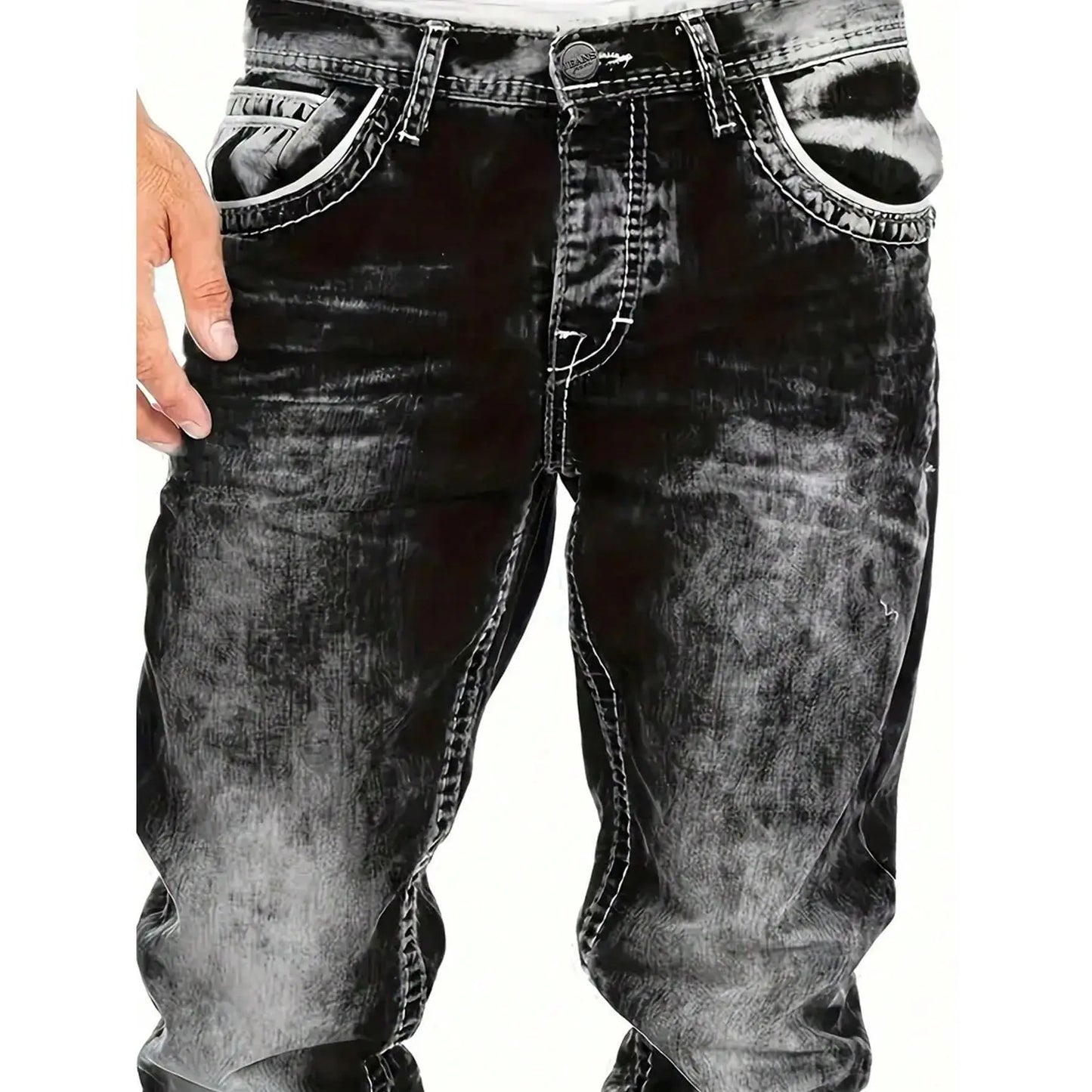 👖 Pánske kreatívne pružné džínsy rovný strih – odolný denim a streetwear vzhľad
