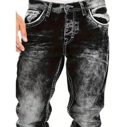 👖 Pánske kreatívne pružné džínsy rovný strih – odolný denim a streetwear vzhľad