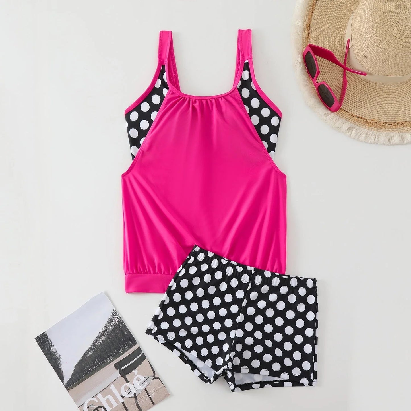 👙 Dvoudielne plavky color-block s bodkami – štýlové & pohodlné 💖