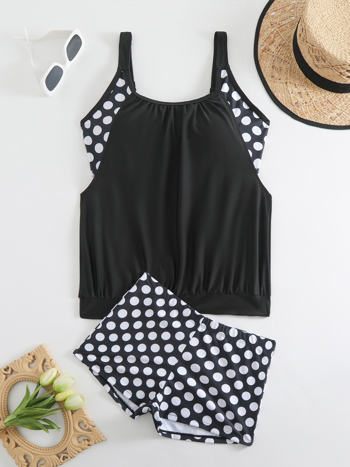 👙 Dvoudielne plavky color-block s bodkami – štýlové & pohodlné 💖