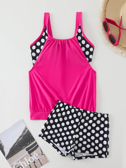 👙 Dvoudielne plavky color-block s bodkami – štýlové & pohodlné 💖