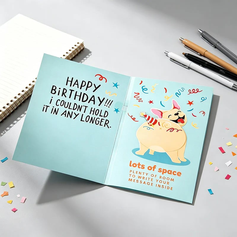 🐶 Narodeninová pohľadnica s prdiacim psom – zaručený smiech! ✨