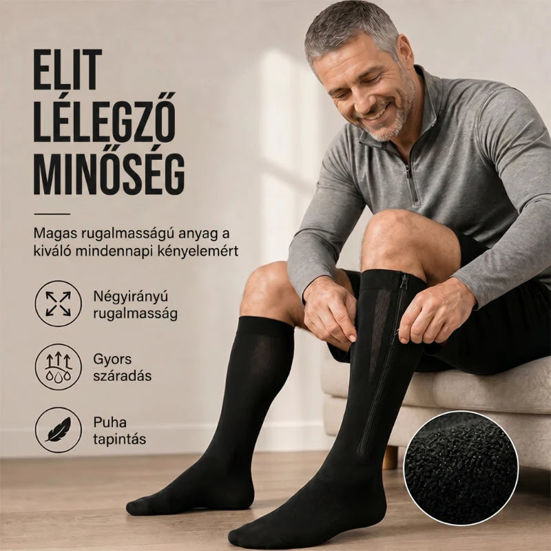 🧦🔥Kompresné ponožky po kolená so zipsom – priedušné podporné ponožky na beh, cestovanie, prácu a dlhé státie