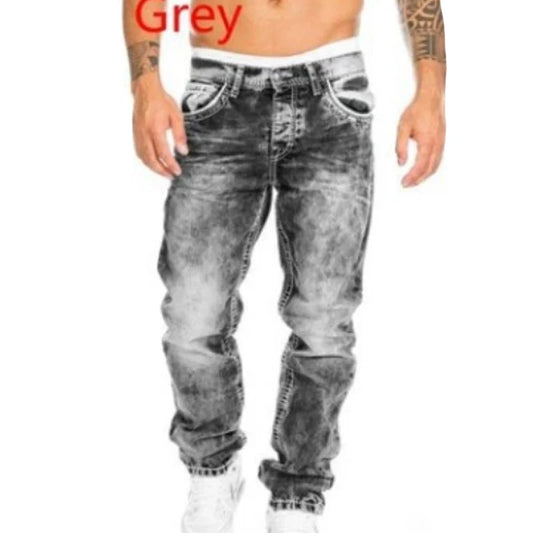 👖 Pánske kreatívne pružné džínsy rovný strih – odolný denim a streetwear vzhľad