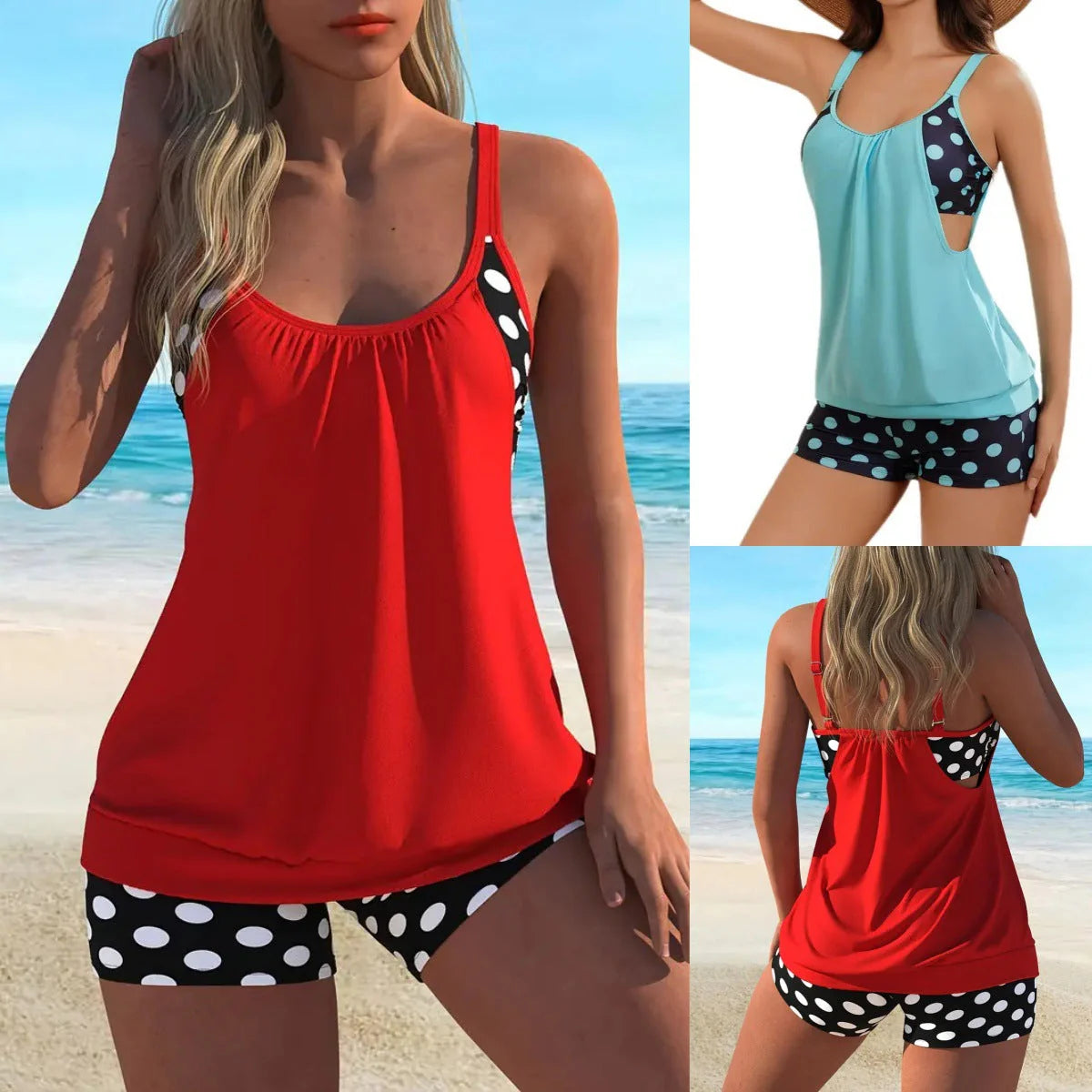 👙 Dvoudielne plavky color-block s bodkami – štýlové & pohodlné 💖