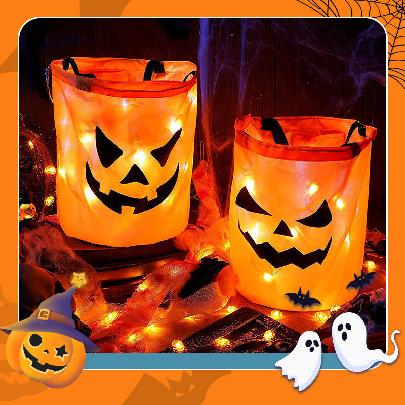 Halloweenská taška so svietiacou tekvicou