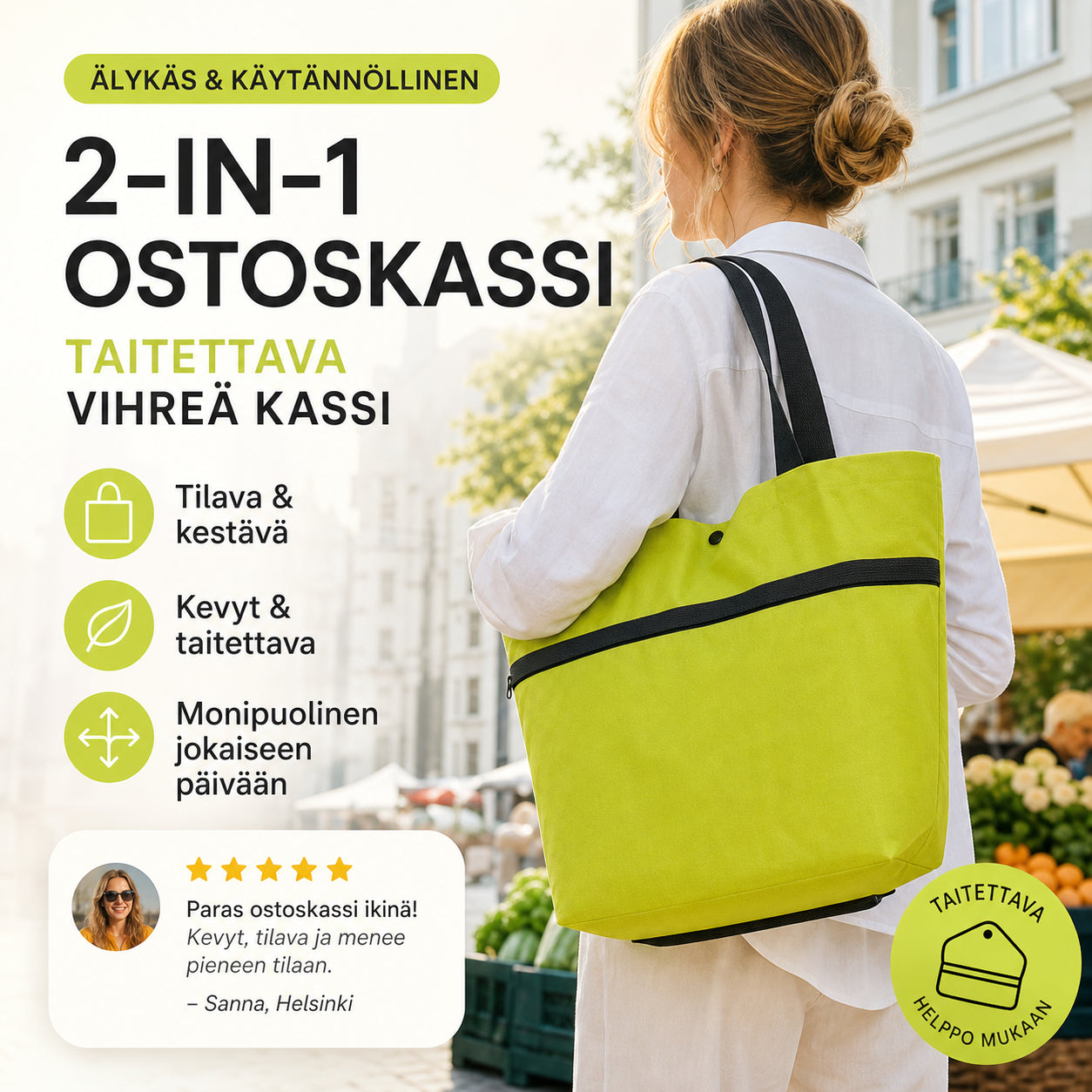 🛒 Skladacia nákupná taška s kolieskami 2v1 – uľahčite si nakupovanie! 🛍️