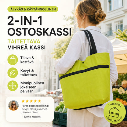 🛒 Skladacia nákupná taška s kolieskami 2v1 – uľahčite si nakupovanie! 🛍️