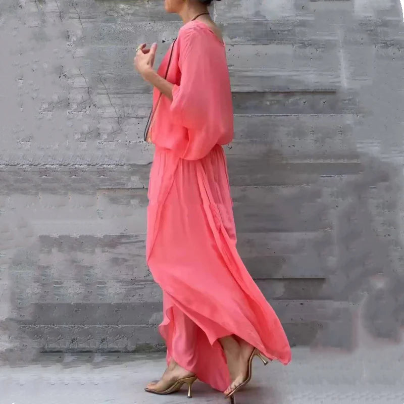 😍 Letná hit: Ľahká šifónová súprava top + široké nohavice! 👗