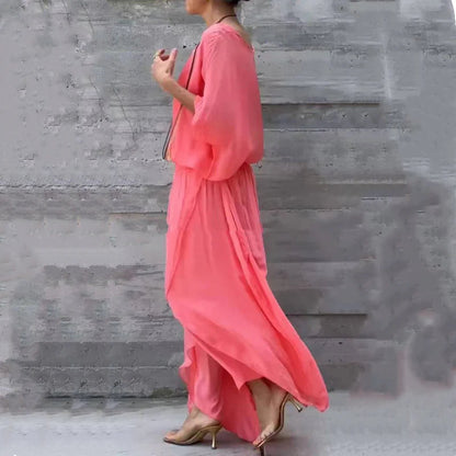 😍 Letná hit: Ľahká šifónová súprava top + široké nohavice! 👗