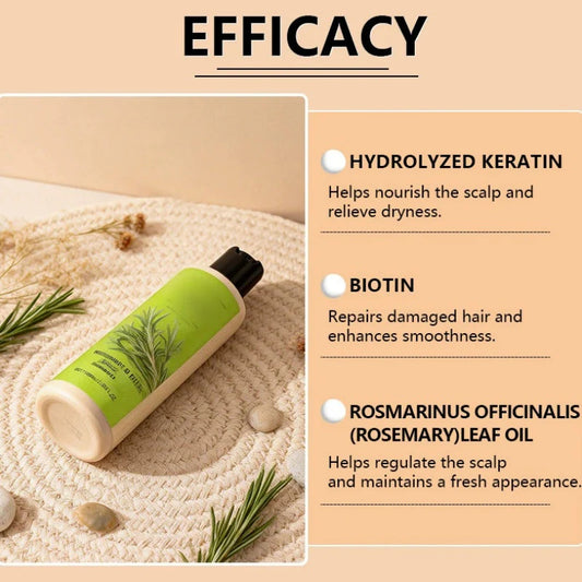 🧴 Výživný šampón pre suchú pokožku hlavy a poškodené vlasy – keratin + rozmarín + biotin