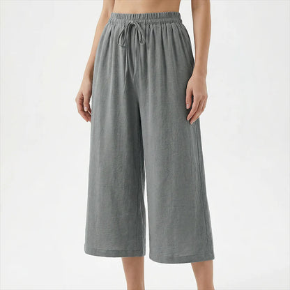 👖 Dámske capri nohavice s elastickým pásom a šnúrkou