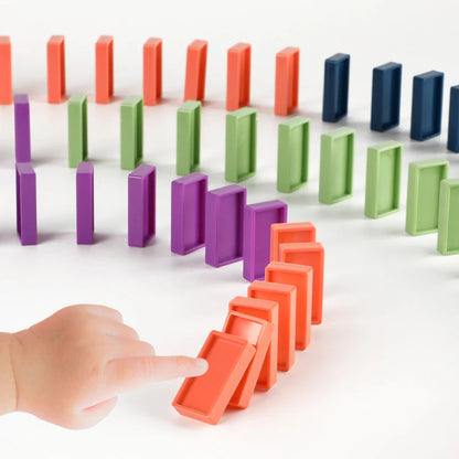 🚂 Montessori domino vlak s 60 kociek – Bezpečný, vzdělávací a zábavný darček!! 🧠