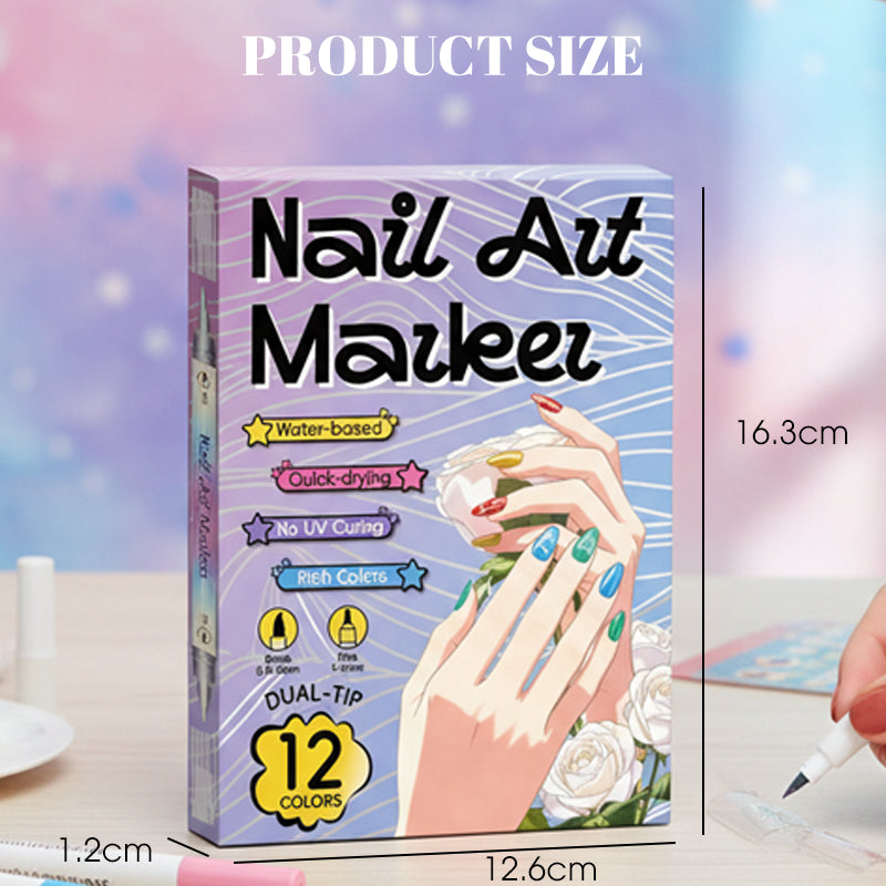 🖌️ Sada fixiek na nechty 2v1 – jemný hrot + štetec pre dokonalé vzory 💅