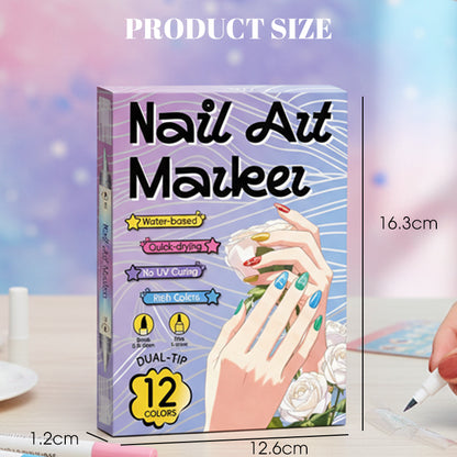 🖌️ Sada fixiek na nechty 2v1 – jemný hrot + štetec pre dokonalé vzory 💅