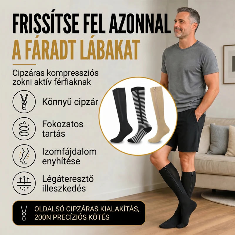 🧦🔥Kompresné ponožky po kolená so zipsom – priedušné podporné ponožky na beh, cestovanie, prácu a dlhé státie