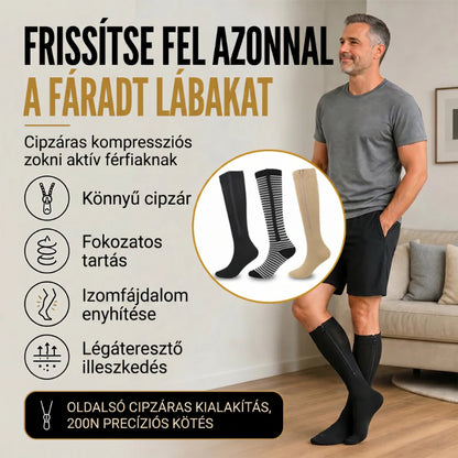 🧦🔥Kompresné ponožky po kolená so zipsom – priedušné podporné ponožky na beh, cestovanie, prácu a dlhé státie