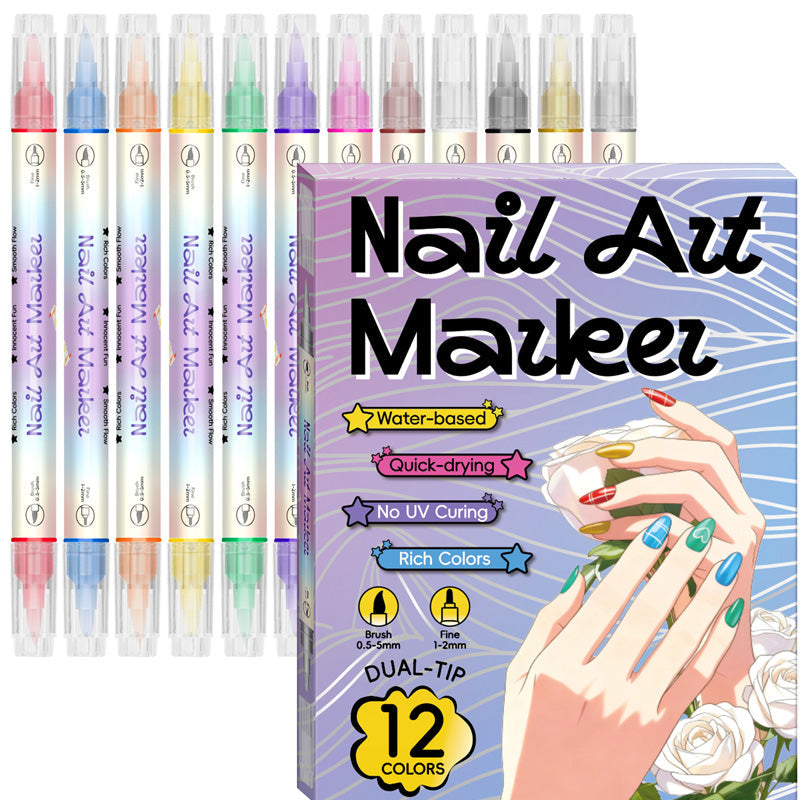 🖌️ Sada fixiek na nechty 2v1 – jemný hrot + štetec pre dokonalé vzory 💅