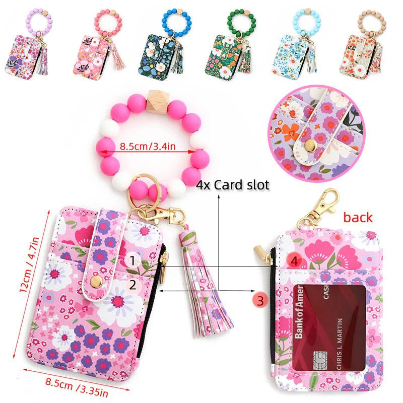 💳 Puzdro na karty s perlovým strapcom | 4 sloty + zip-vrecko 🎁