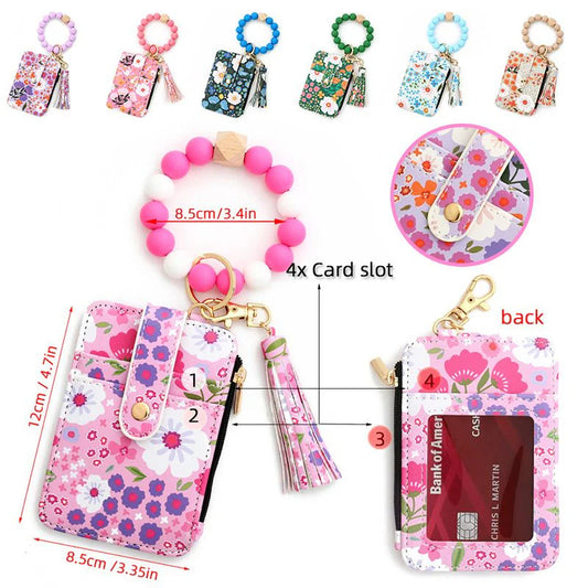 💳 Puzdro na karty s perlovým strapcom | 4 sloty + zip-vrecko 🎁
