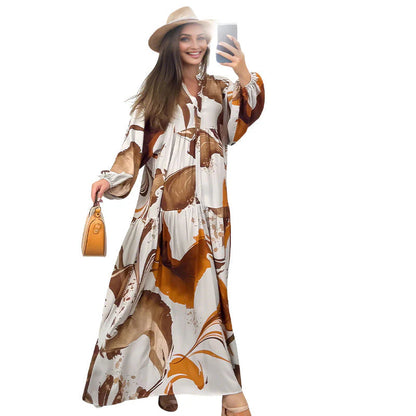 👗 Dámske ľahké maxi šaty s kvetinovým vzorom a V-výstrihom – pohodlie a elegancia na celé leto!