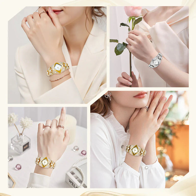 【⌚ Zmes retro elegancie a modernej módy】Dámske retro quartzové hodinky s trblietavými kamienkami⌚