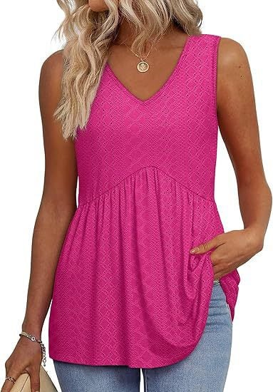 Dámske elegantné tielka bez rukávov s výstrihom do V a babydoll strihom