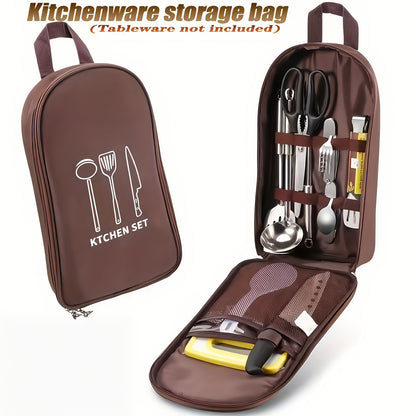 🍖Outdoor Kitchen Utensil Organizer Bag – Oxford Fabric, Large Capacity, Durable & Portable (Perfect for Camping & BBQs)✨
